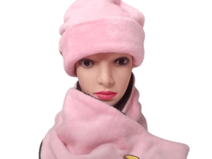 conjunto gorro y bufanda rosado